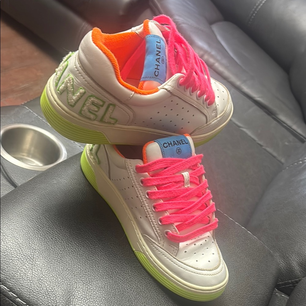 CHANEL White and Pink Sneakers for Everyday Style